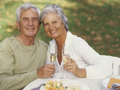 Mature couple celebrating together.