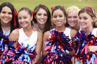 Close up of cheerleaders.