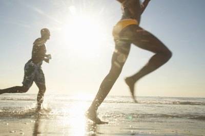 Woman running on beach