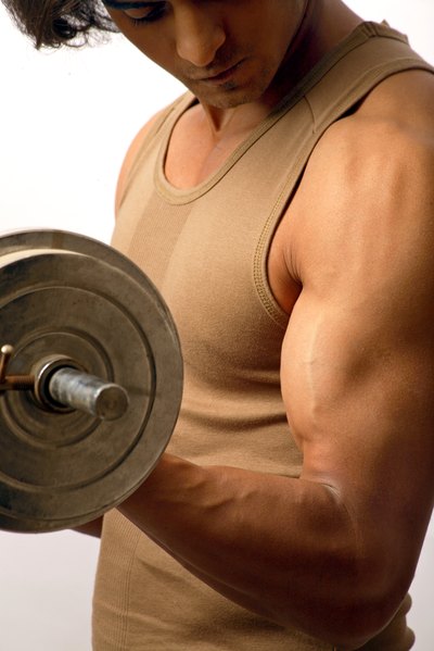 Man performing a bicep curl