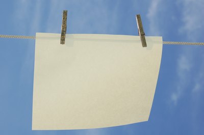 Paper hanging on clothesline