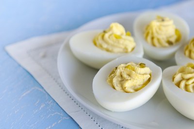 A plate of devilled eggs.