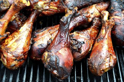 Turkey legs on grill.