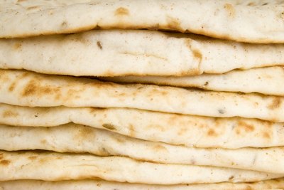 Pita bread stacked.