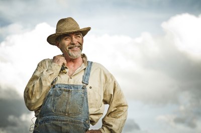 1930's Farmer wearing demin overalls