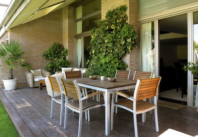 Porch with furniture.