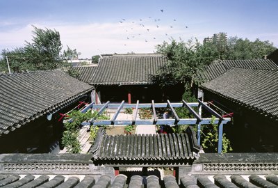 Traditional Chinese houses from aerial view.
