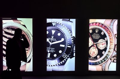 Watch displays for Rolex booth at trade show