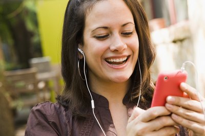 Woman with earphones in