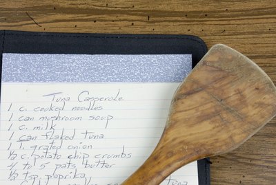 Recipe and wooden spoon
