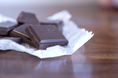 Squares of dark chocolate.