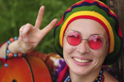Woman with Reggae colors on hat.