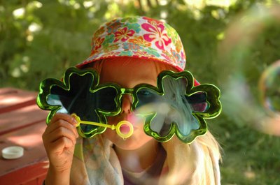 Girl having fun at St. Patrick's party