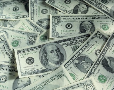 A display of U.S. currency.
