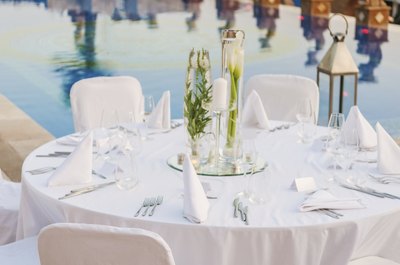 Pool side wedding reception
