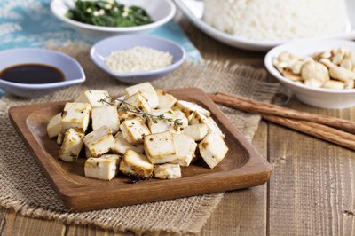 Small plate of baked tofu.