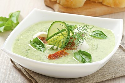 Bowl of cucumber soup.
