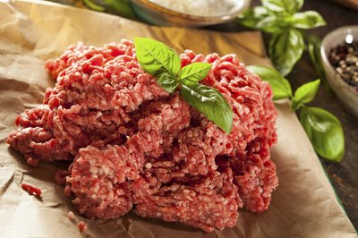 Organic ground pork on butcher paper.