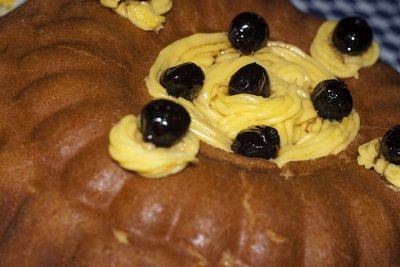 Close-up of traditional rum cake