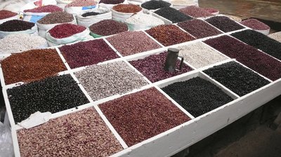 Beans in a market in San Cristobal de Casas, Mexico