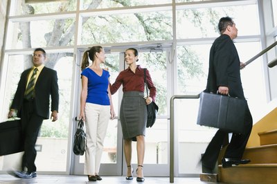 women arriving early at the workplace