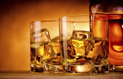 Two glasses of whiskey on the rocks