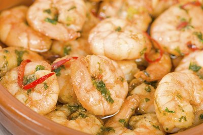 Close-up of shrimp tapas.