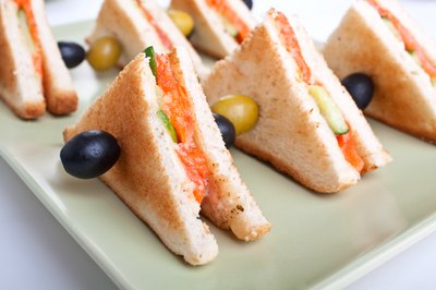 Salmon and cucumber sandwich wedges