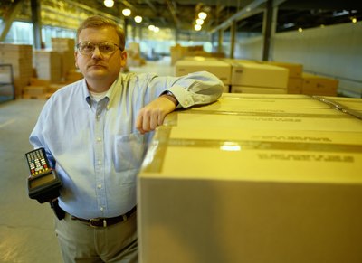 Worker with large box