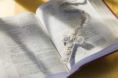Bible with cross bookmark