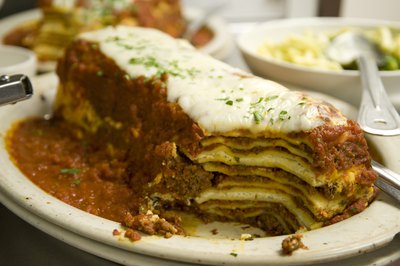 A plate of lasagna