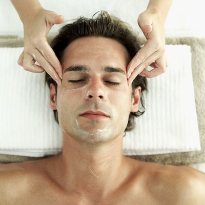 man getting a facial