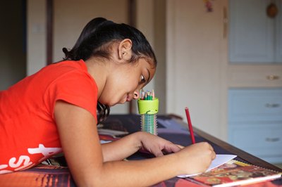 Girl making artwork