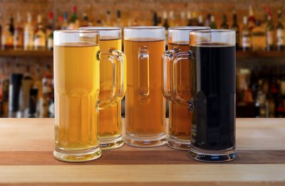 Assorted beers at bar