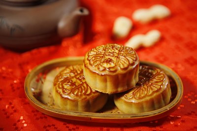 A plate of moon cakes.