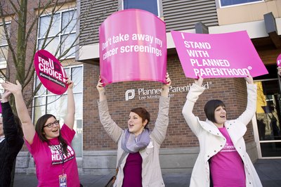 Planned Parenthood supporters outside clinic