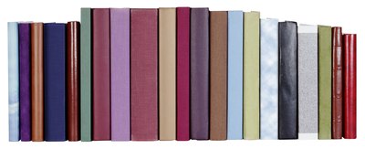 Row of assorted books.