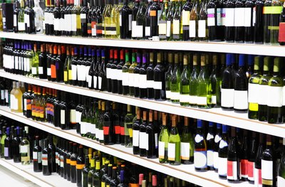 Shelves filled with alcohol
