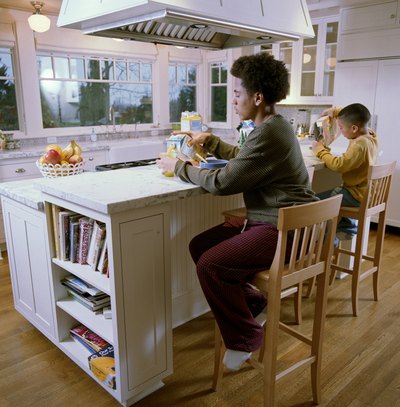 Children eating breakfast at table