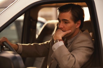 Man stuck in traffic