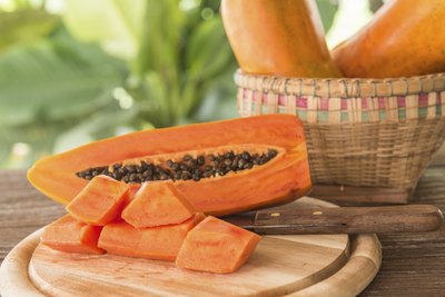 Sliced papaya fruit.