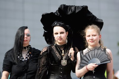 Young peole attend a Goth festival