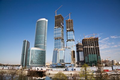 modern skyscrapers under construction