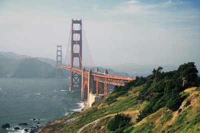 The Golden Gate Bridge in San Francisco on the pacific coast.