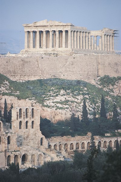 Greek temples, like the Parthenon on the Acropolis, are rectangular in shape.