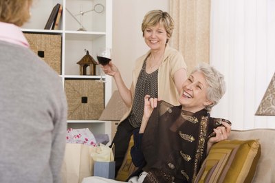 Woman laughing at birthday party