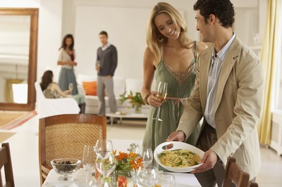 Couple setting table