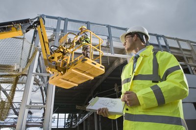 Construction worker with crane