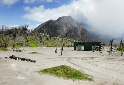 Steam and smoke coming from volcano on Montserrrat
