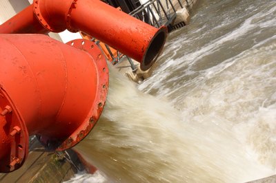 Water gushing at a desalinization plant